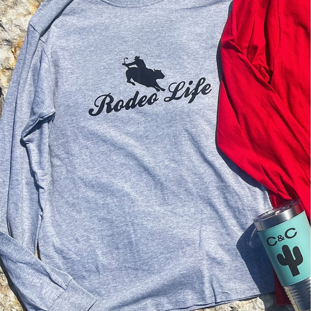 Gray 'Rodeo Life' Bull Rider Long Sleeve Shirt - Picture 2 of 2